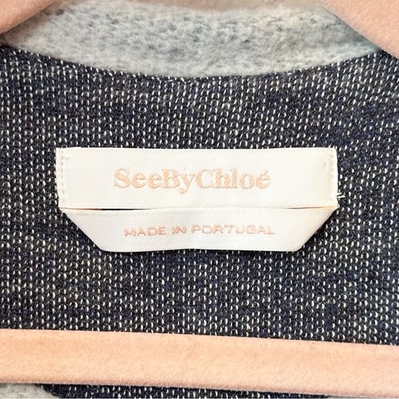 See By Chloe Hooded Slub Knit Wool Poncho Cape in Ink - Picture 5 of 9